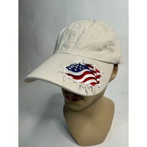 Unbranded Distressed Flag Cap OS Adjustable Khaki Cotton